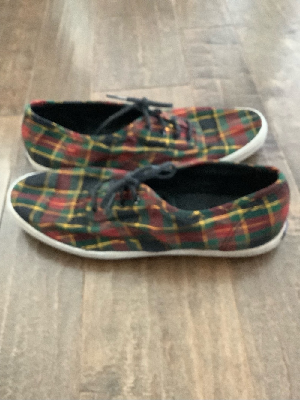Keds Plaid Canvas Sneakers - Green, Red, Yellow, 7